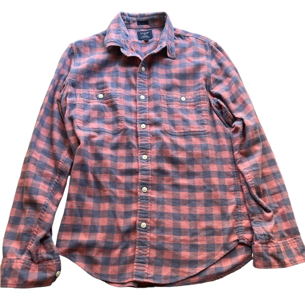 J. Crew Mens Flannel Button Down Shirt Medium Slim Fit Cotton